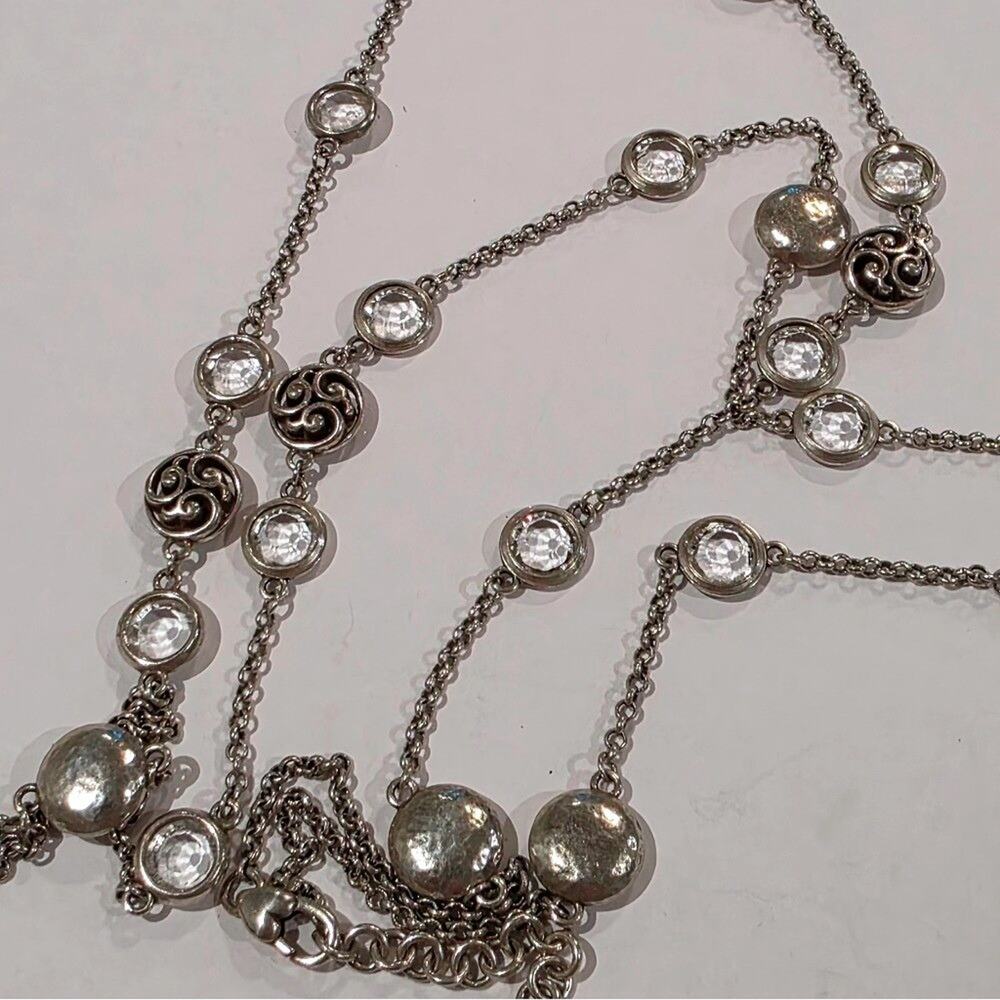 Brighton Long Silver Plated Necklace with Crystal Accents